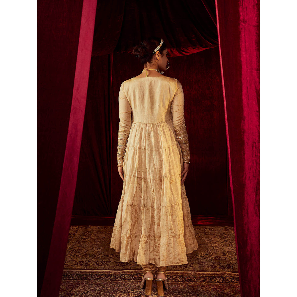 Roze Sahiba Gold Anarkali (Set of 3)