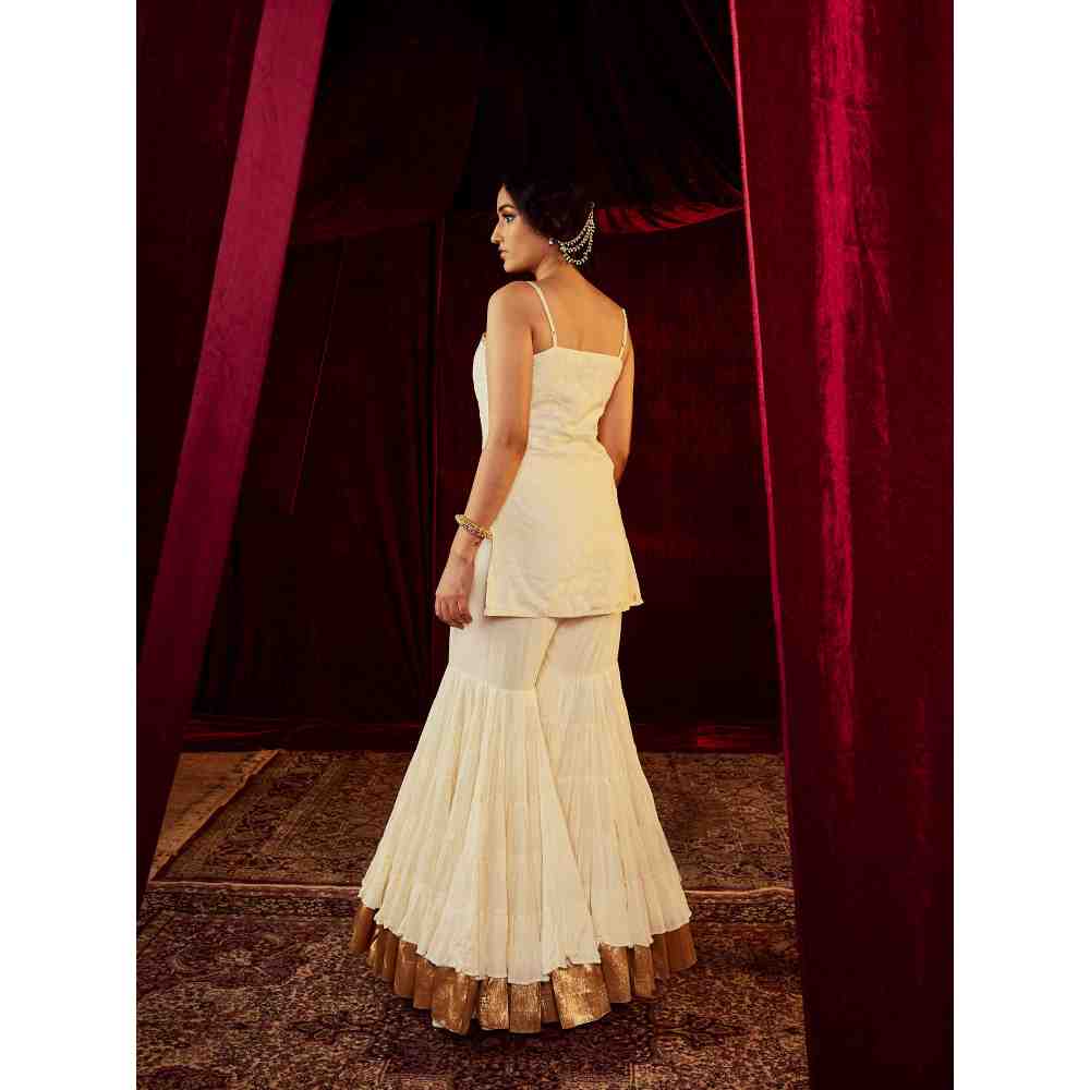 Roze Shahina Ivory Sharara (Set of 3)