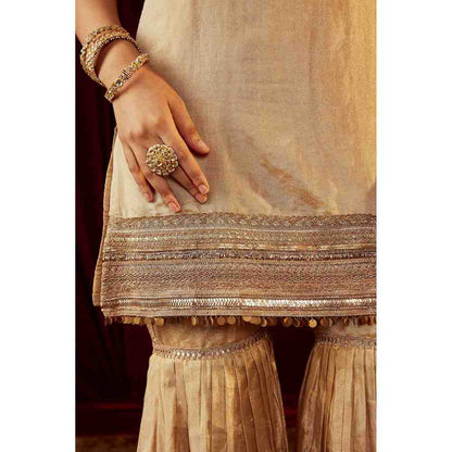 Roze Sultana Sleevless Gold Sharara (Set of 3)