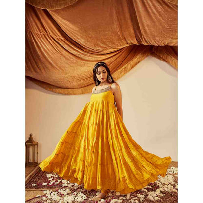 Roze Tara Yellow Anarkali (Set of 3)