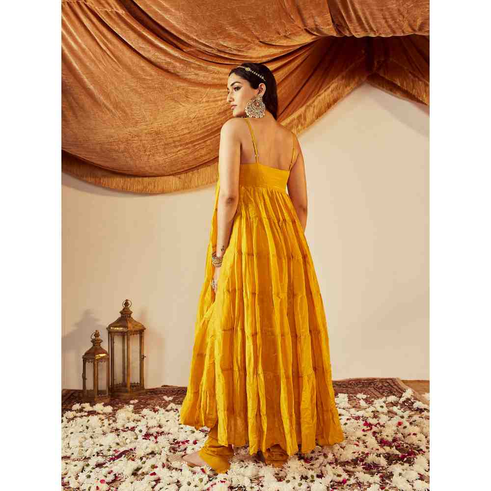 Roze Tara Yellow Anarkali (Set of 3)