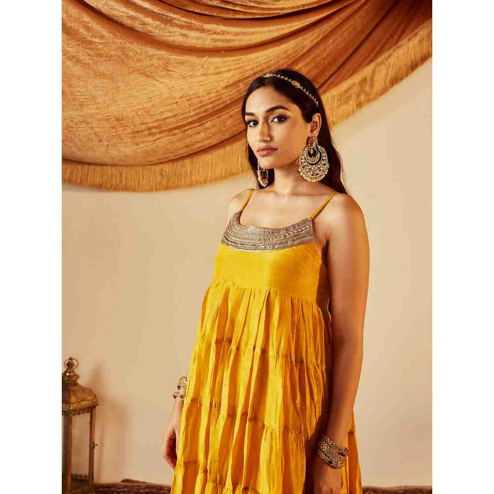 Roze Tara Yellow Anarkali (Set of 3)