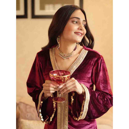Roze Nargis Maroon Palazzo (Set of 2)