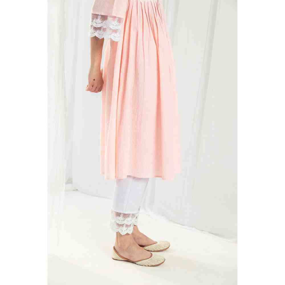 Roze Aura Peach Kurta and Pant with Dupatta (Set of 3)