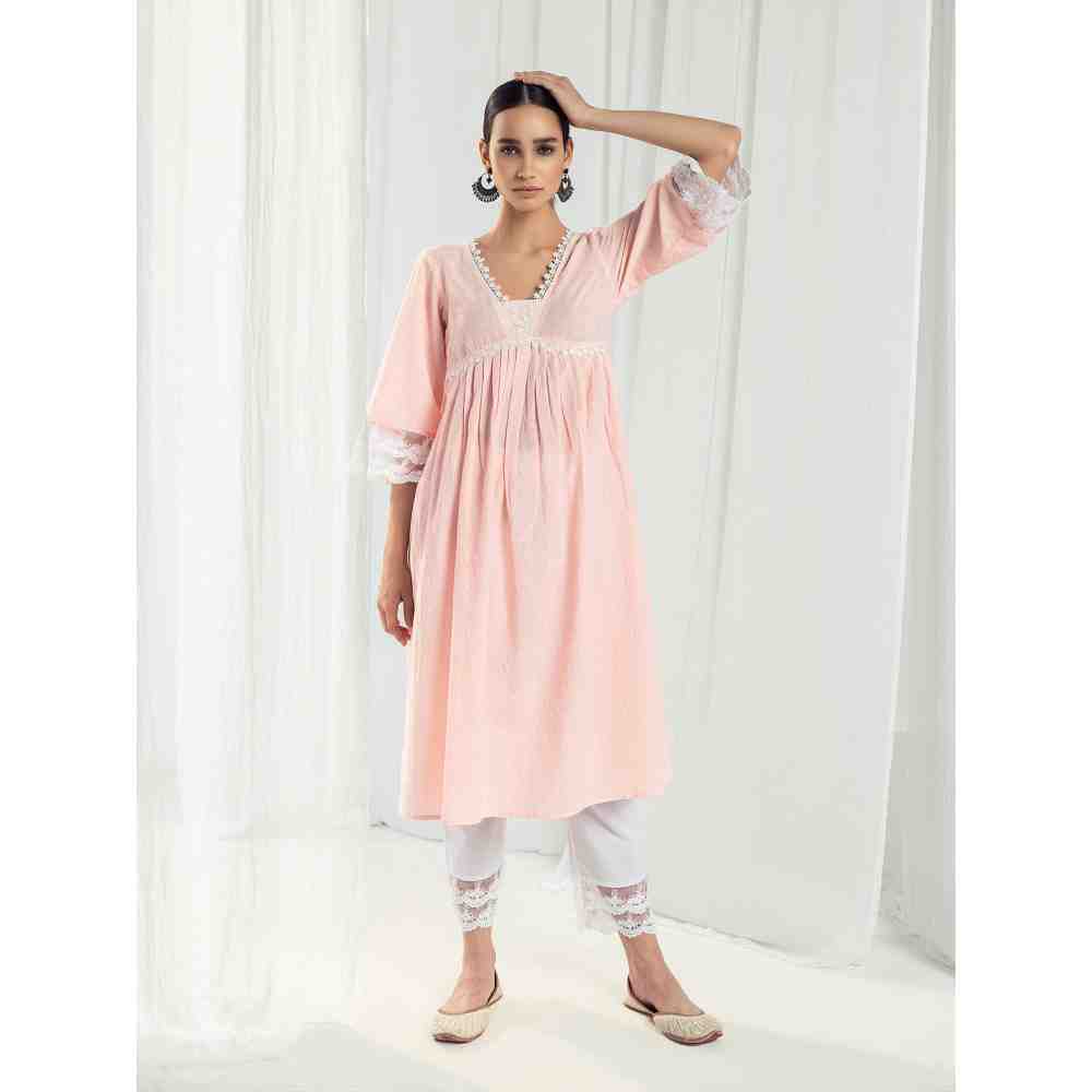Roze Aura Peach Kurta