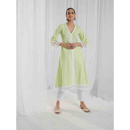 Roze Fiona Green Kurta and Pant with Dupatta (Set of 3)