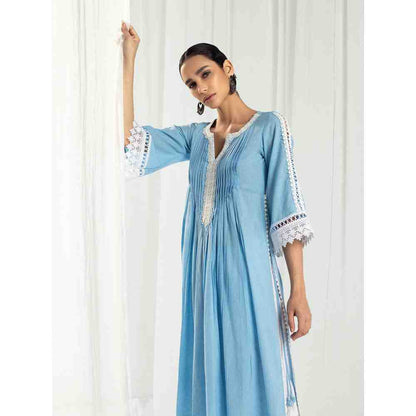 Roze Iris Blue Kurta and Pant with Dupatta (Set of 3)