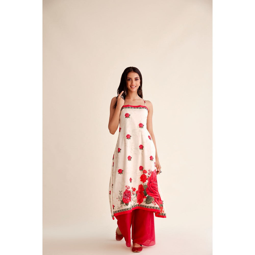 Roze Sufiya Chanderi Sleeveless Kurta (Set of 3)