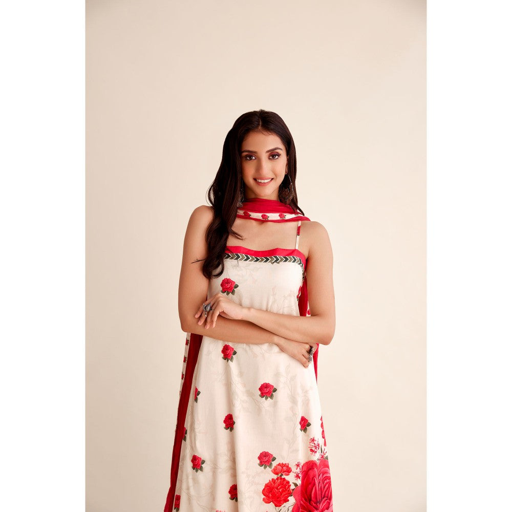 Roze Sufiya Chanderi Sleeveless Kurta (Set of 3)