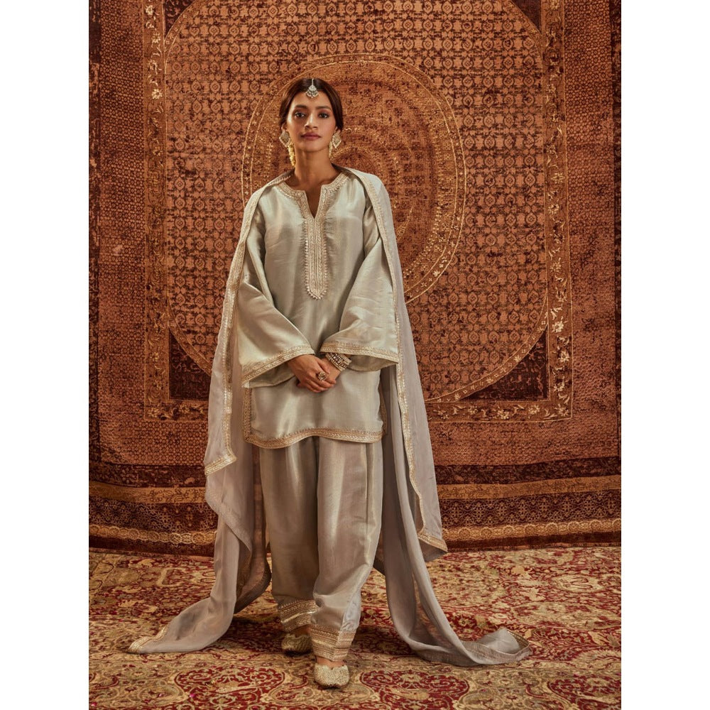 Roze Nadia Dupatta-Grey