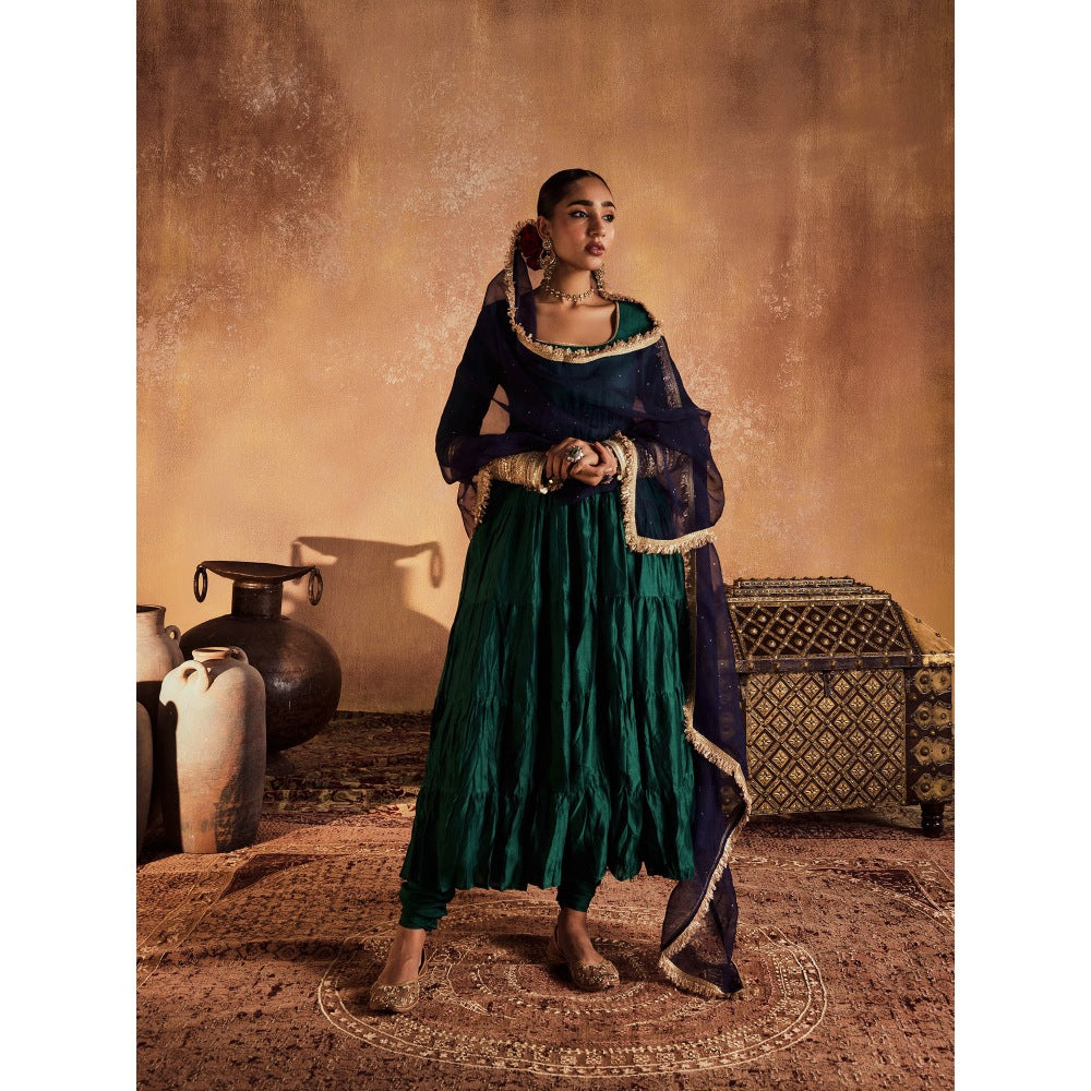 Roze Sahiba Green Anarkali with Churidar & Dupatta (Set of 3)