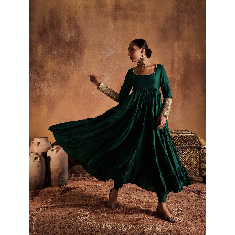 Roze Sahiba Green Anarkali with Churidar & Dupatta (Set of 3)