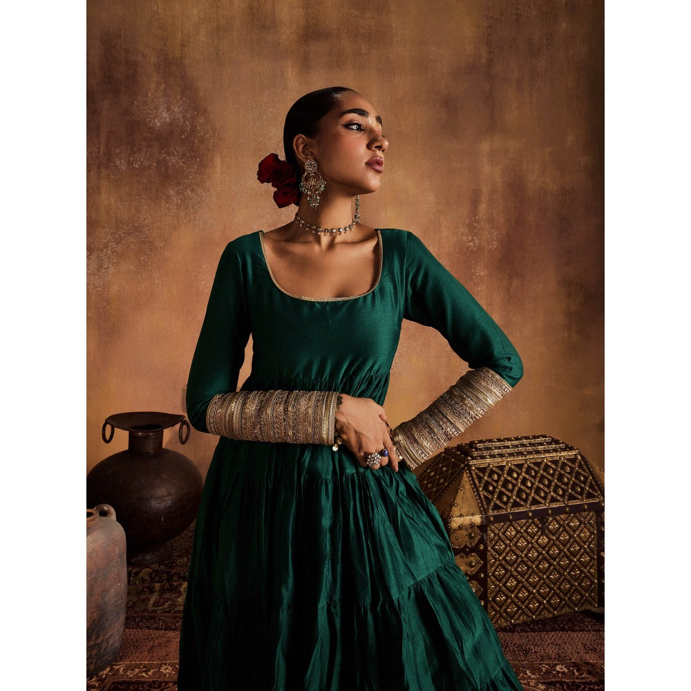 Roze Sahiba Green Anarkali with Churidar & Dupatta (Set of 3)