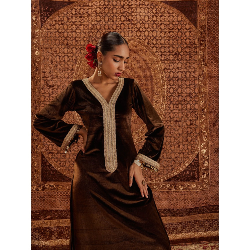 Roze Nargis Brown Kurta & Palazzo (Set of 2)