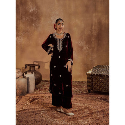 Roze Rubina Wine Kurta with Pant & Dupatta (Set of 3)