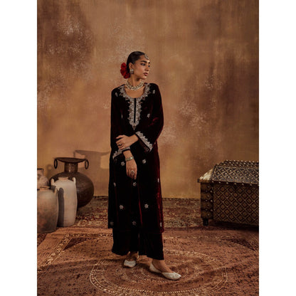 Roze Rubina Wine Kurta with Pant & Dupatta (Set of 3)
