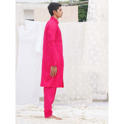 Runit Gupta Bold PinkKurta (Set of 2)