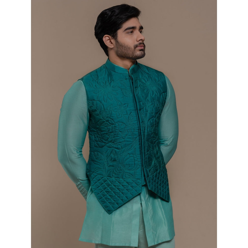 Runit Gupta Turqoise Bundi-Kurta (Set of 3)