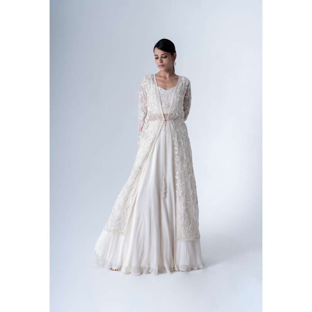 SAISHA Long Jacket Lehenga (Set of 3)