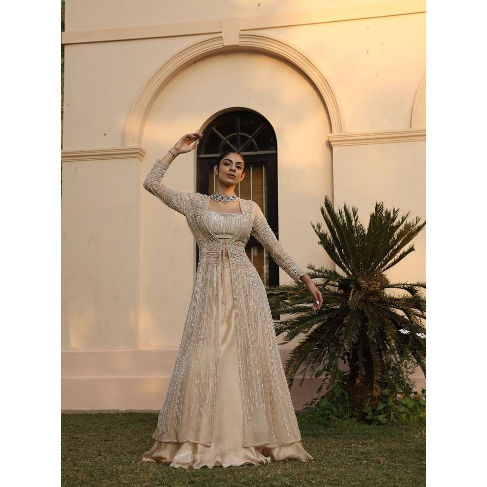 SAISHA Long Jacket Lehenga (Set of 3)