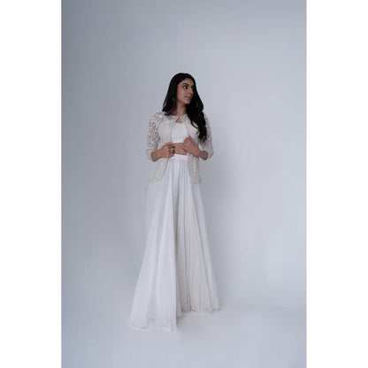 SAISHA Short Jacket With Sharara And Bustier (Set of 3)