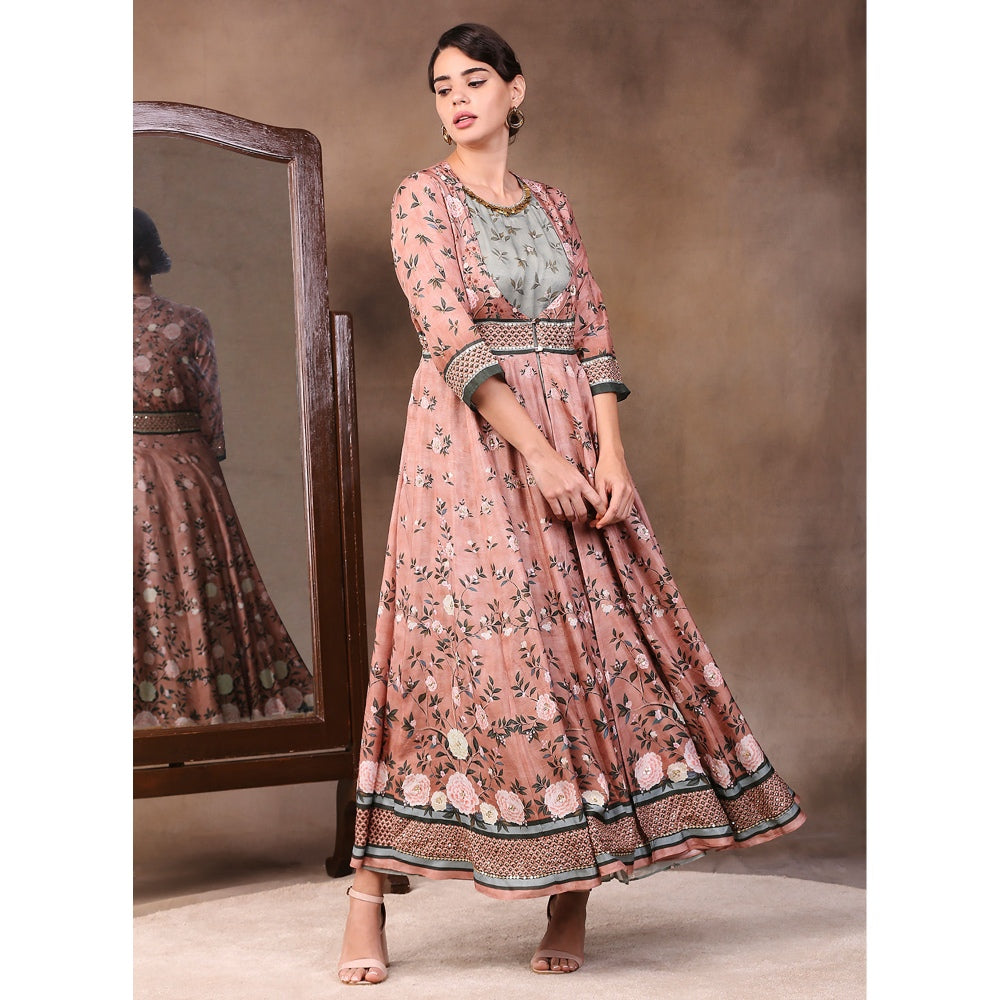 Soup by Sougat Paul Printed Layered Anarkali Dress (Set of 2)