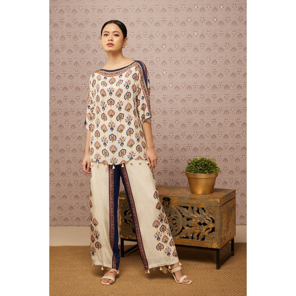 Soup by Sougat Paul Cream & Multi Sarouk Floral & Sequined Co-Ord (Set of 2)