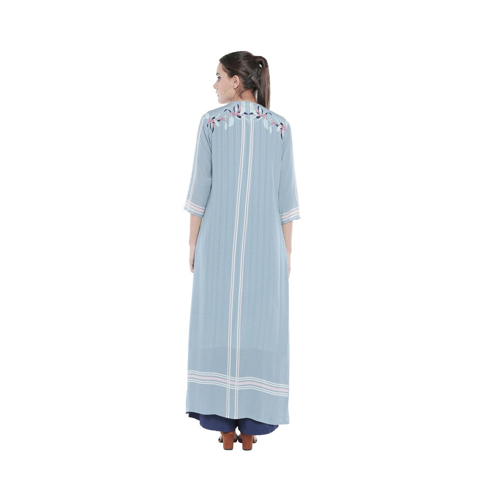 Soup by Sougat Paul Striped Kurta And Floral Long Jacket With Palazzos