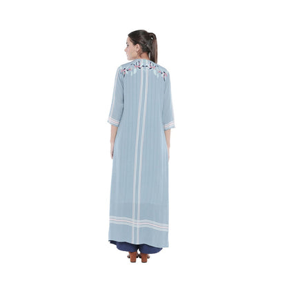Soup by Sougat Paul Striped Kurta And Floral Long Jacket With Palazzos