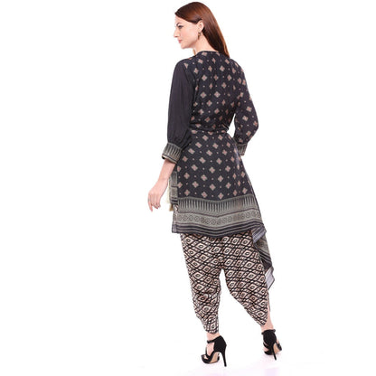 Soup by Sougat Paul Black Wrap Kurta With Dhoti Pant - Customisable (Set of 2)