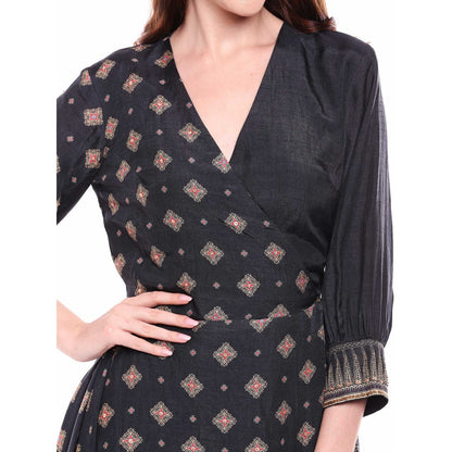 Soup by Sougat Paul Black Wrap Kurta With Dhoti Pant - Customisable (Set of 2)