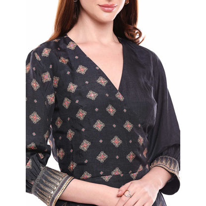 Soup by Sougat Paul Black Wrap Kurta With Dhoti Pant - Customisable (Set of 2)