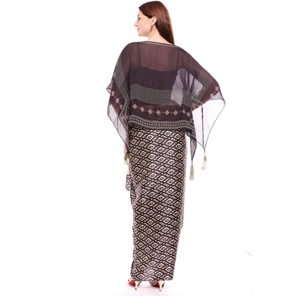 Soup by Sougat Paul Brown Top With Drape Skirt - Customisable (Set of 2)