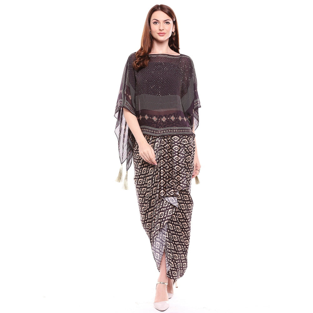 Soup by Sougat Paul Brown Top With Drape Skirt - Customisable (Set of 2)