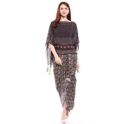 Soup by Sougat Paul Brown Top With Drape Skirt - Customisable (Set of 2)