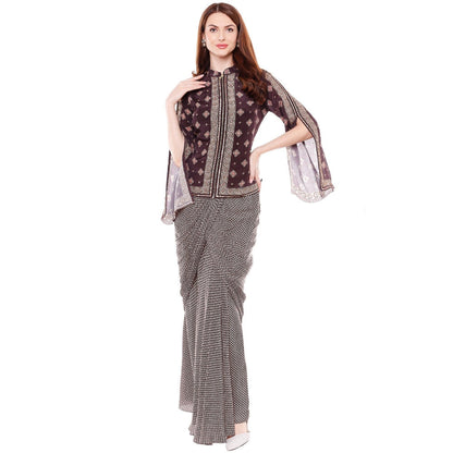 Soup by Sougat Paul Brown Jacket With Dhoti - Customisable (Set of 2)