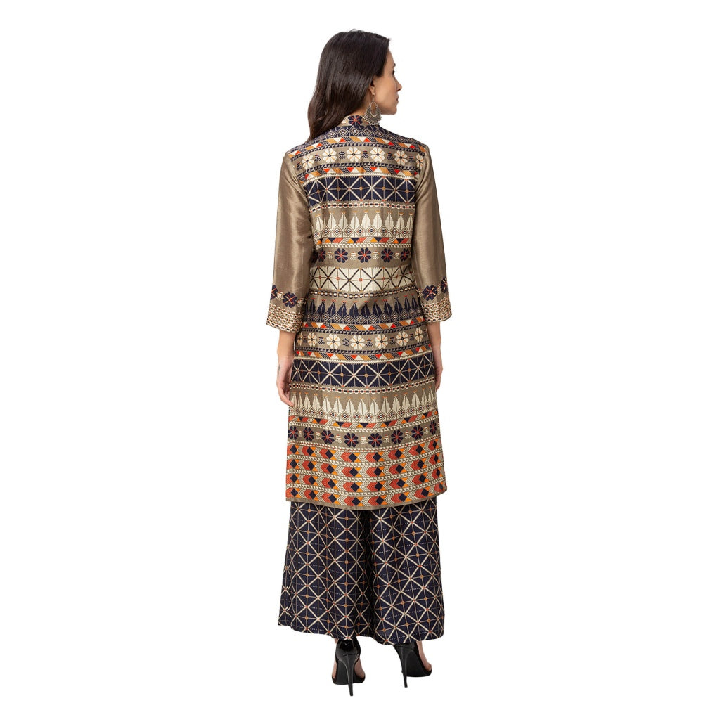 Soup by Sougat Paul Blue Printed Silk Kurta With Bottom (Set of 2)