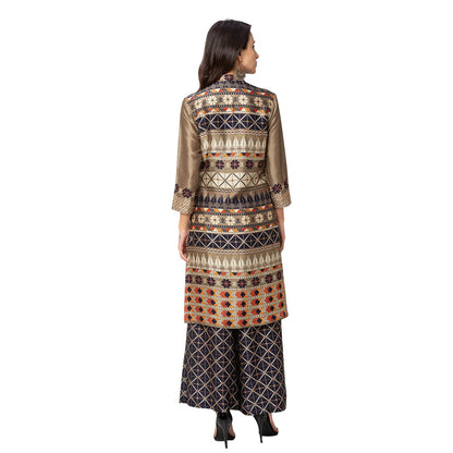 Soup by Sougat Paul Blue Printed Silk Kurta With Bottom (Set of 2)