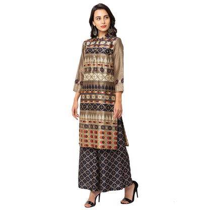 Soup by Sougat Paul Blue Printed Silk Kurta With Bottom (Set of 2)