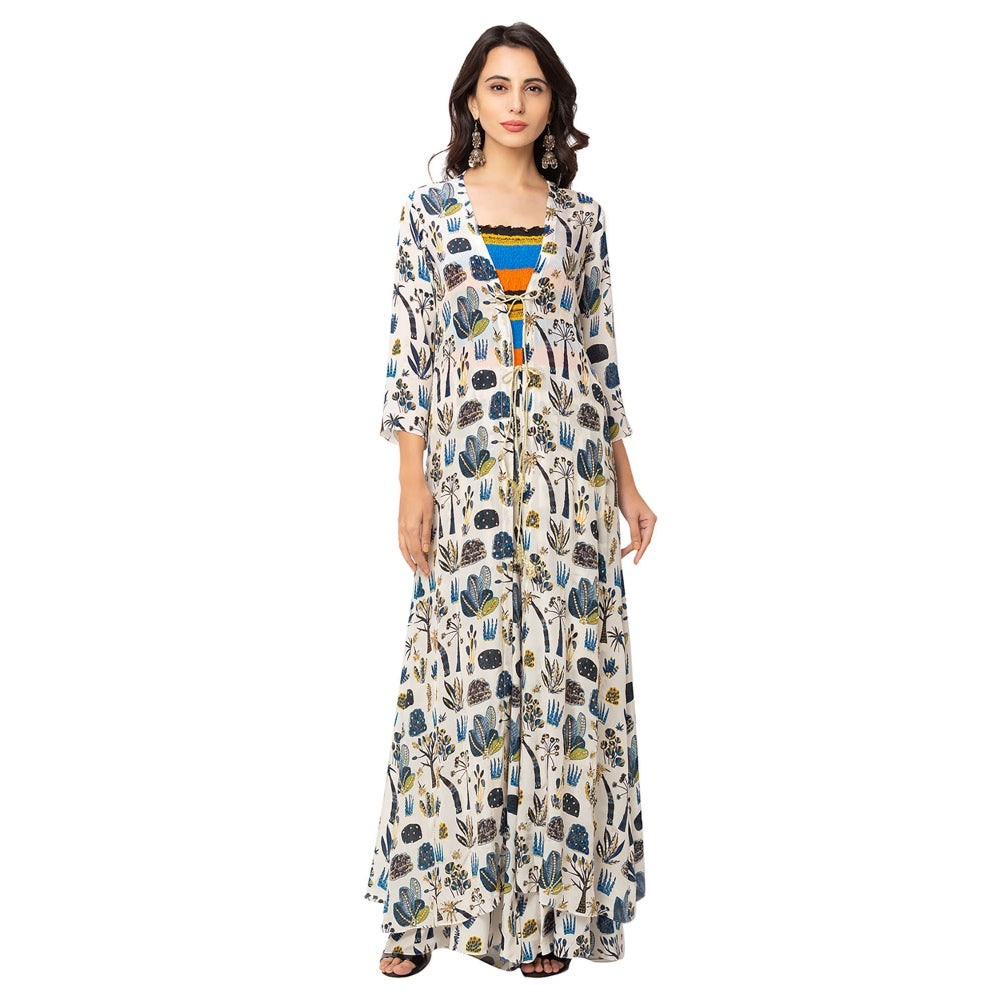 Soup by Sougat Paul Off White Printed Jumpsuit And Jacket (Set of 2)
