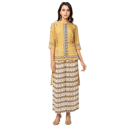 Soup by Sougat Paul Yellow Floral Top And Pants (Set of 2)
