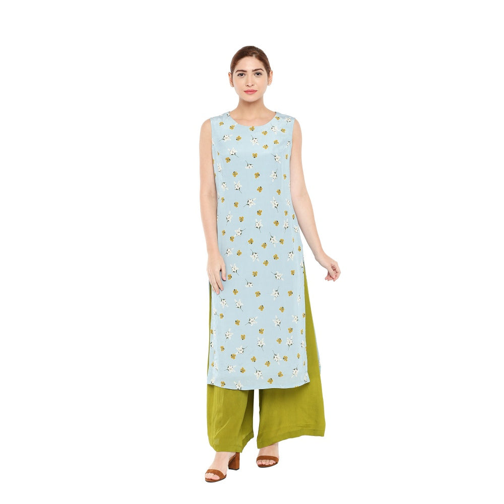 Soup by Sougat Paul Floral Printed Kurta With Pants And Printed Long Jacket