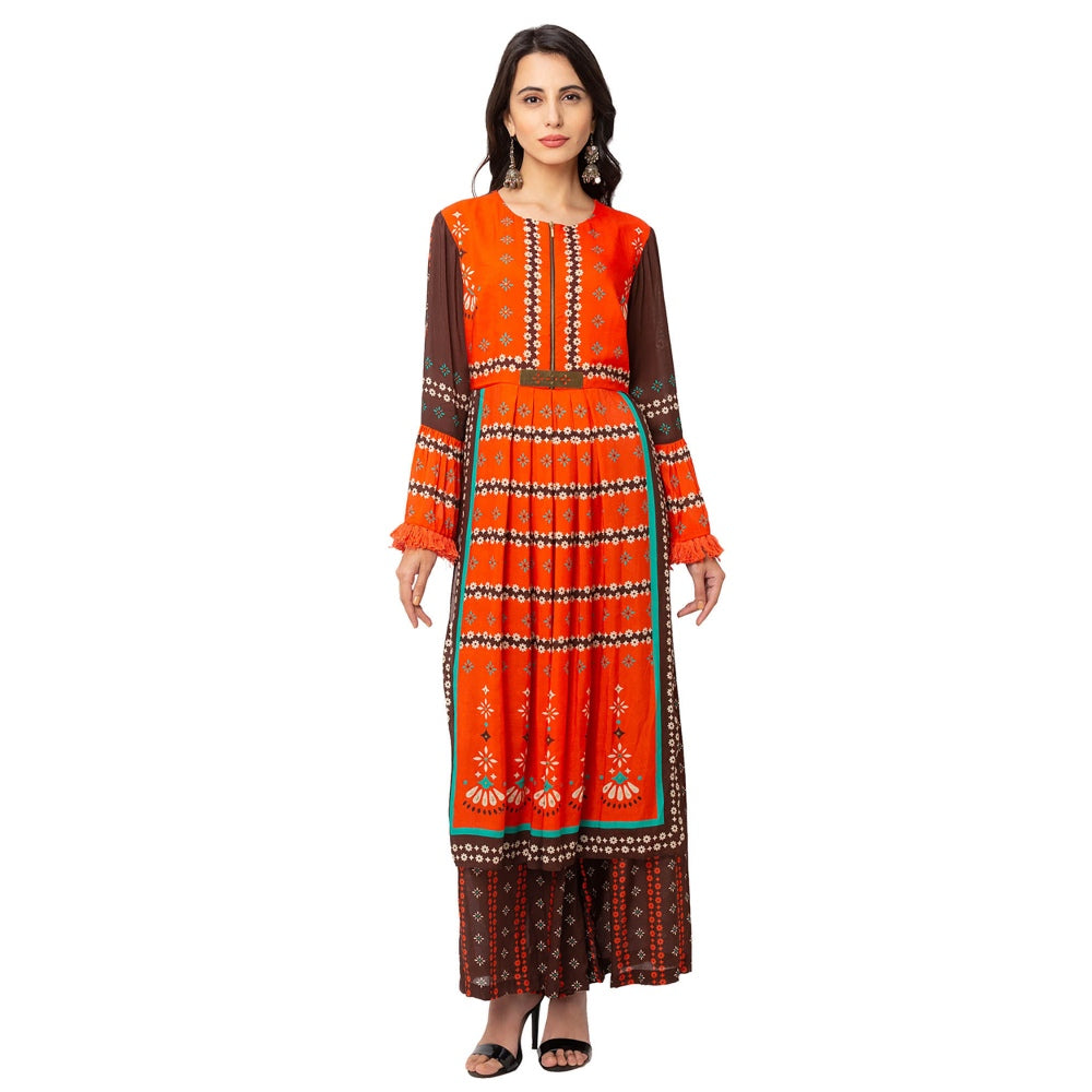 Soup by Sougat Paul Coffee Printed Kurta And Pants (Set of 2)