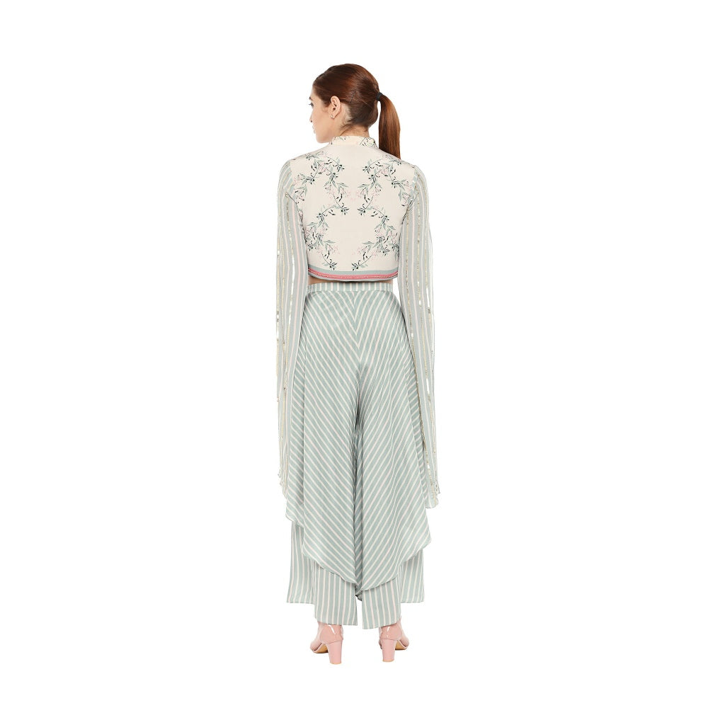 Soup by Sougat Paul Floral Short Jacket Paired With Double Layered Pants