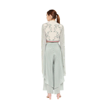 Soup by Sougat Paul Floral Short Jacket Paired With Double Layered Pants