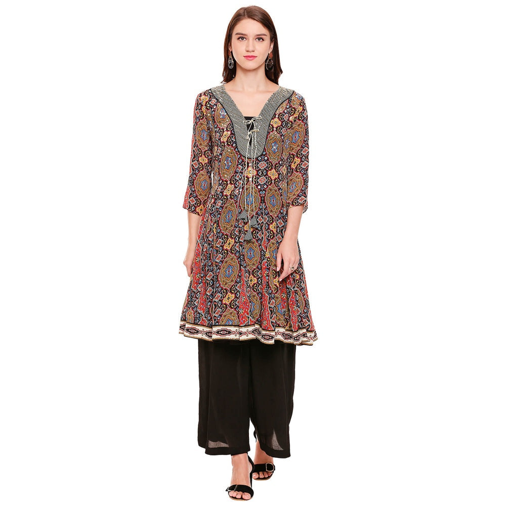 Soup by Sougat Paul Black Printed Palazzo With Top (Set of 2)