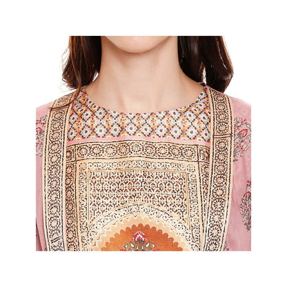 Soup by Sougat Paul Dusk Pink Printed Crop Top With Jacket & Pant (Set of 3)