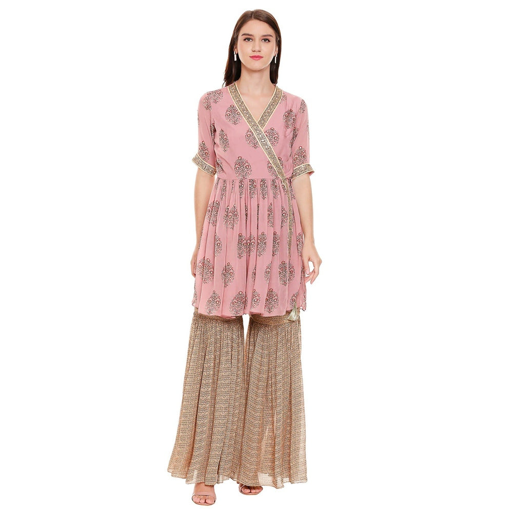 Soup by Sougat Paul Dusk Pink Printed Bottom With Top (Set of 2)