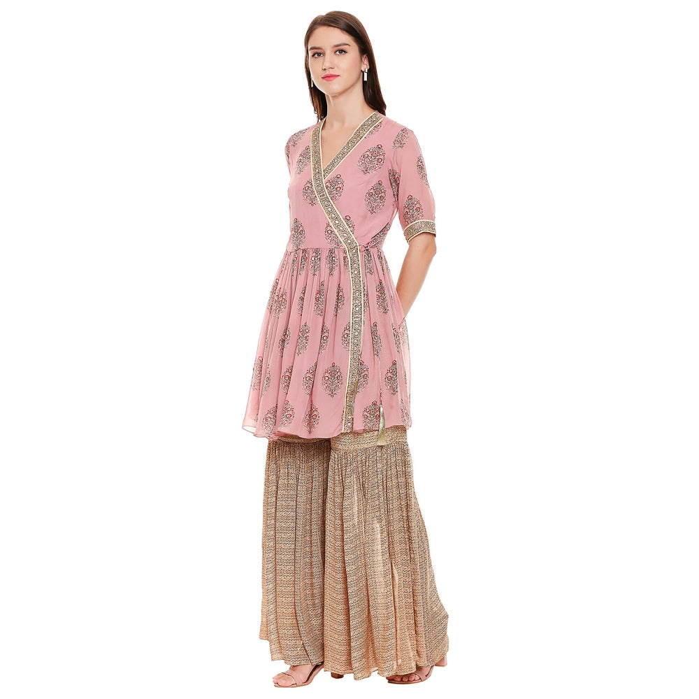 Soup by Sougat Paul Dusk Pink Printed Bottom With Top (Set of 2)