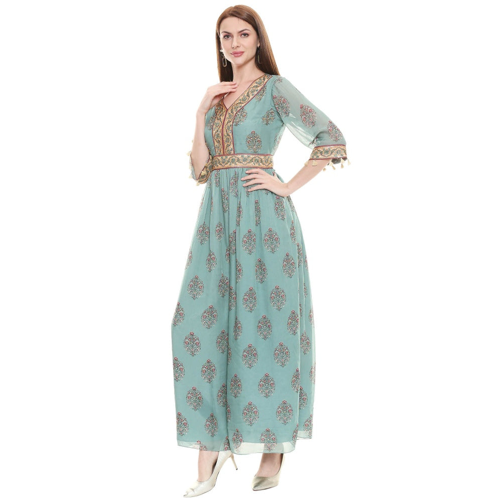 Soup by Sougat Paul Sage Green Embroidered Jumpsuit